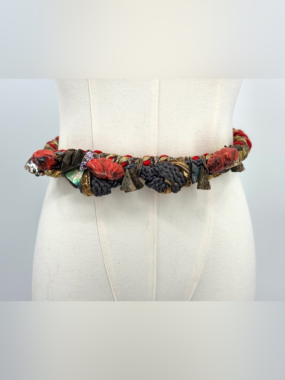 Artisan Handcrafted Multicolor Braided Statement Belt Bohemian Ethnic